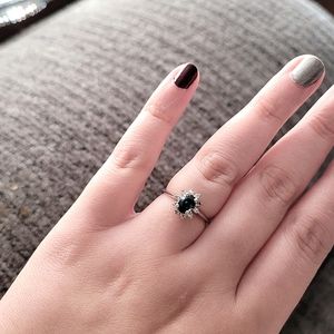 14k White Gold, Sapphire and Diamond Ring